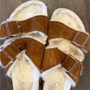 Birkenstock Brown Shearling Sandals